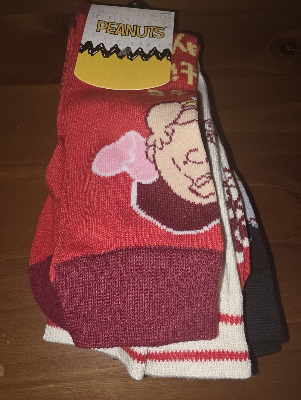 Peanuts Red and Maroon Character Crew Socks